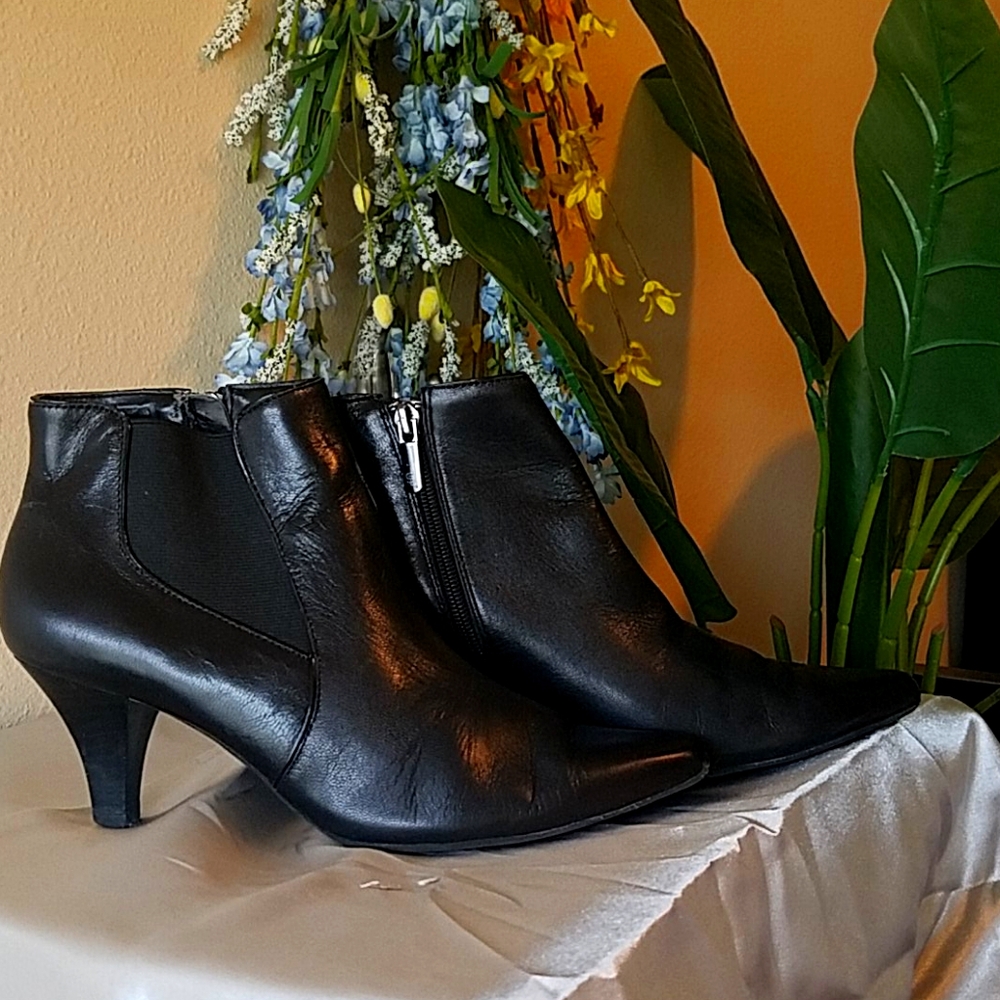 Circa Joan and David leather booties 2 inch heels.